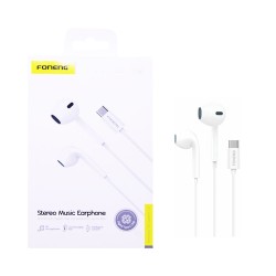 Foneng Wired Earphones T36 Type-C with Microphone 1.2M White Foneng Wired Earphones T36 Type-C with Microphone 1.2M White